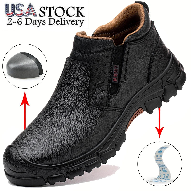 Men's Puncture Resistant Work Boots With Composite Toe Metatarsal Guard