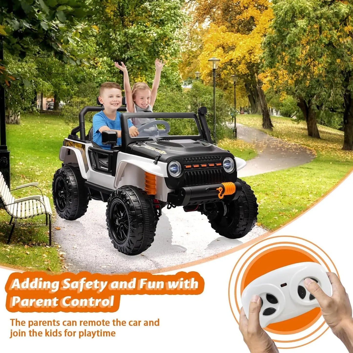 Two Seater Electric Ride On Car For Kids With Remote