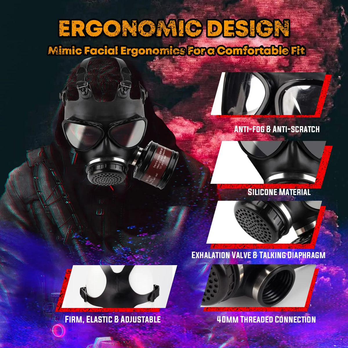 Full Face Gas Mask Activated Carbon Filter Chemical Respirator