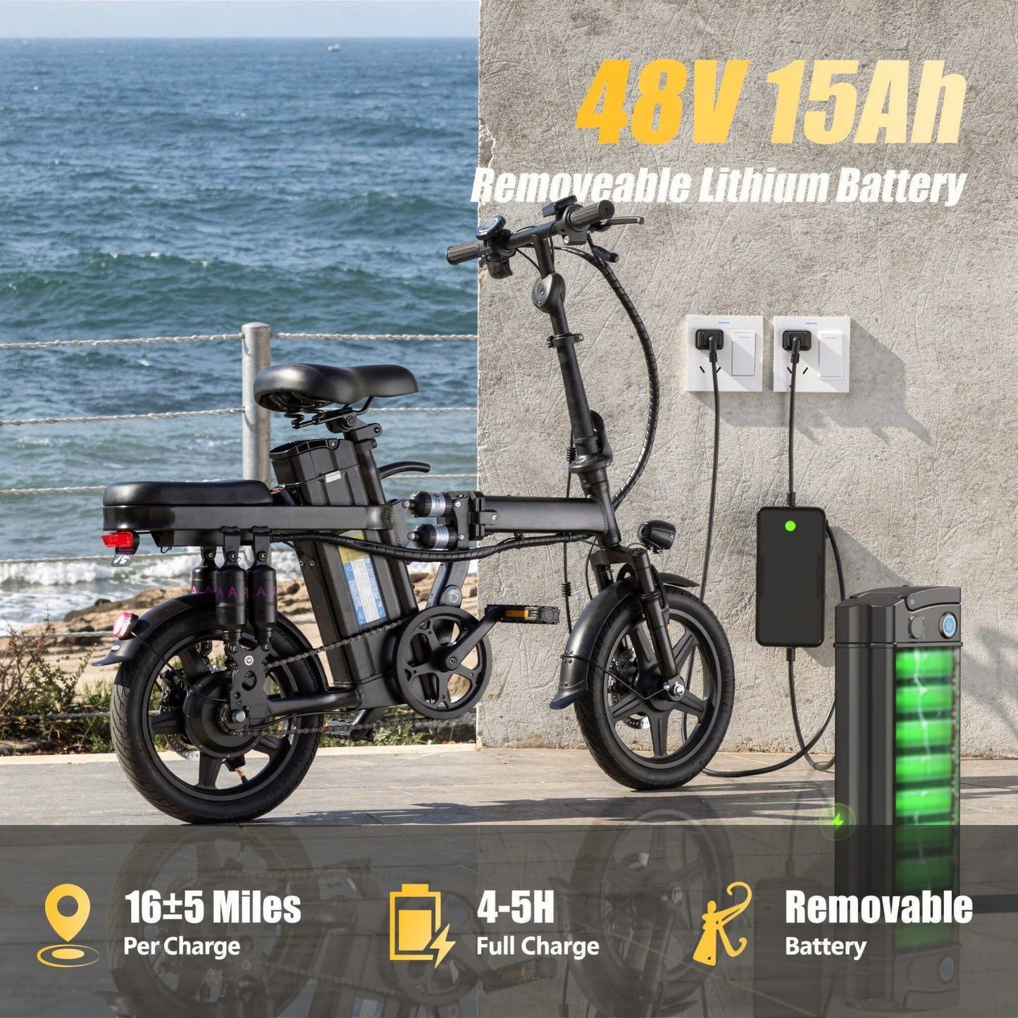 Adult Folding Electric Bicycle With 500W Motor And 48V Battery