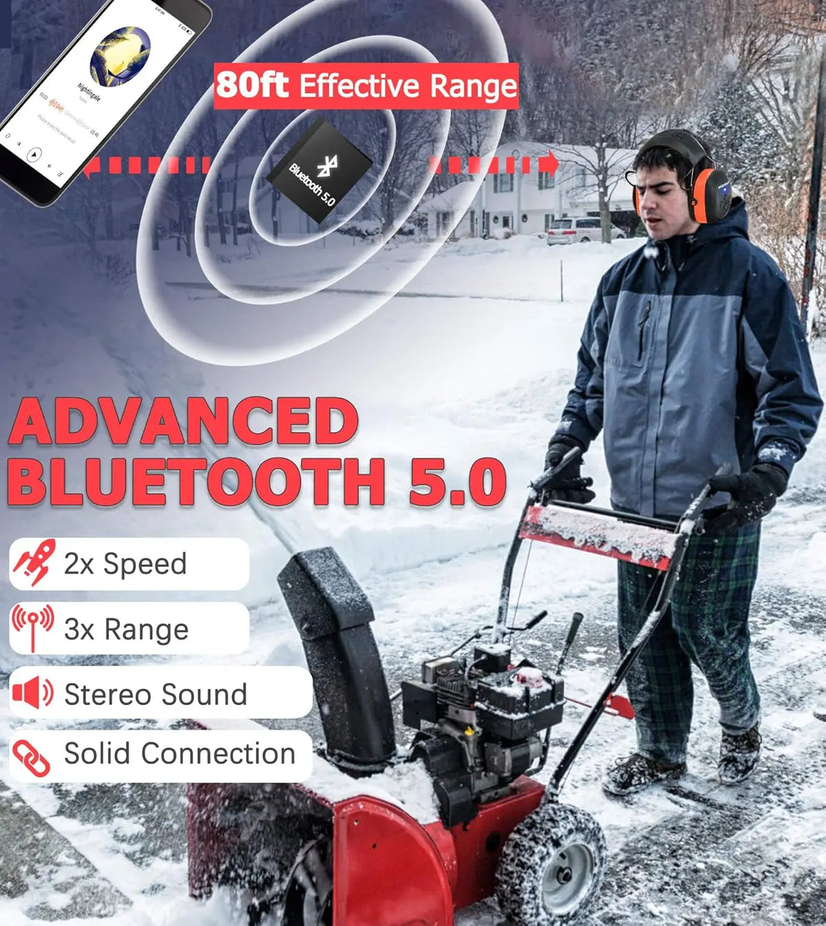 Prohear Bluetooth 5.0 Hearing Protection Earmuffs Safety Rechargeable Headphones
