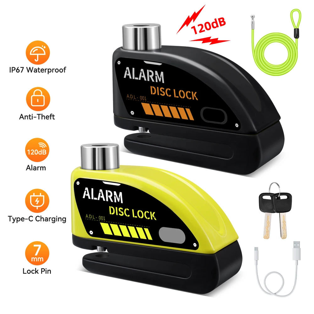 Universal Motorcycle Disc Brake Lock With Audible Security Alarm
