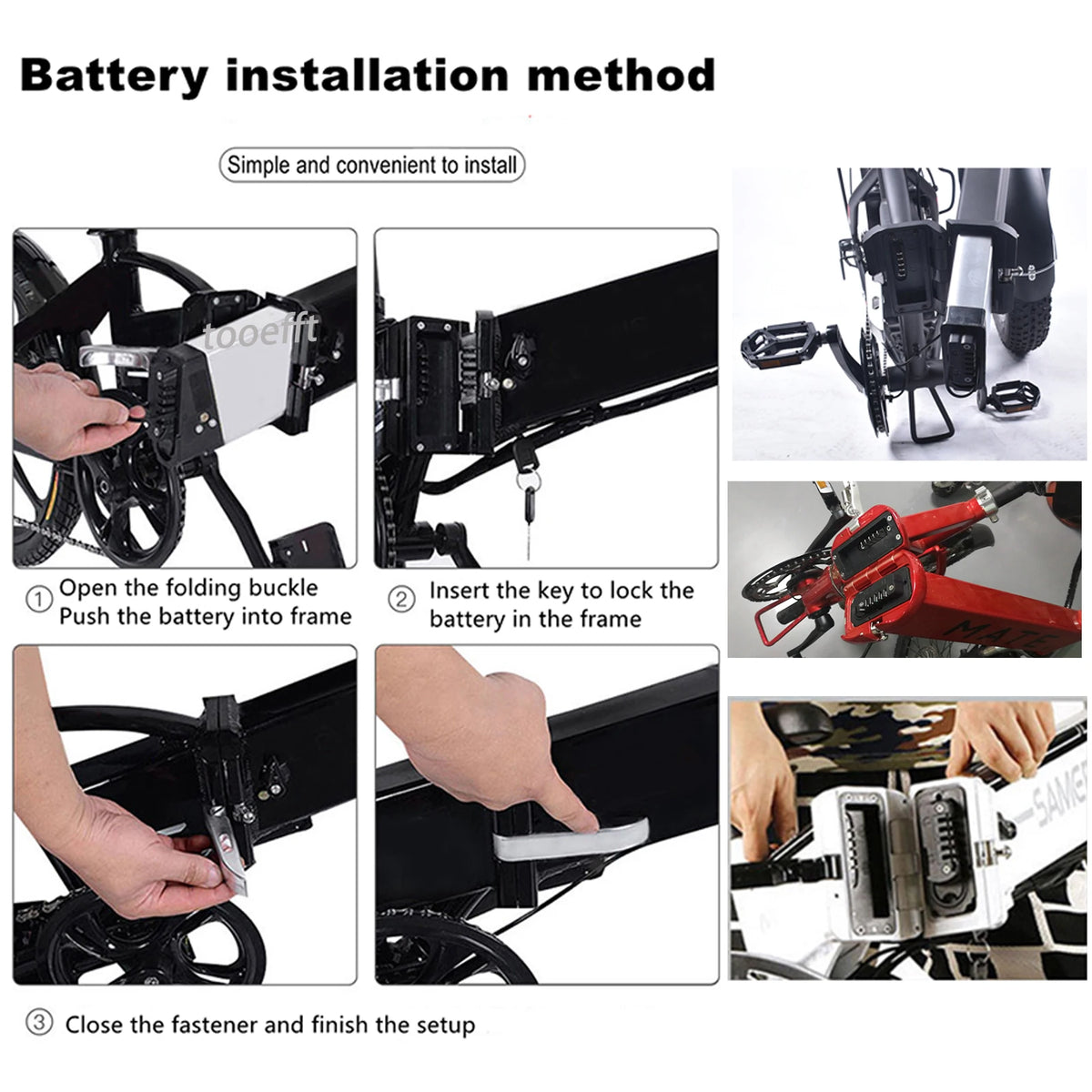 Acebei Power 48V Rechargeable Electric Bike Internal Battery