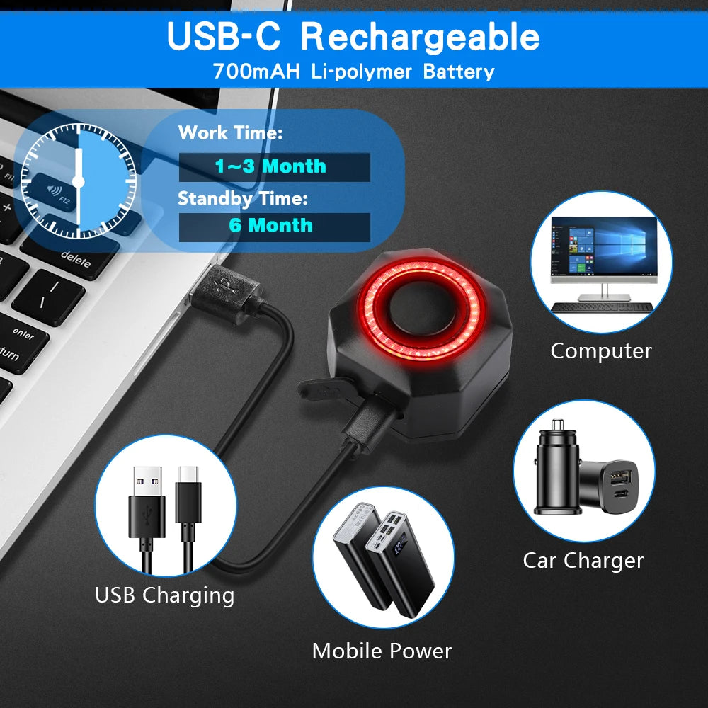 Wsdcam Smart Brake Sensing Bicycle Taillight With Remote Alarm System