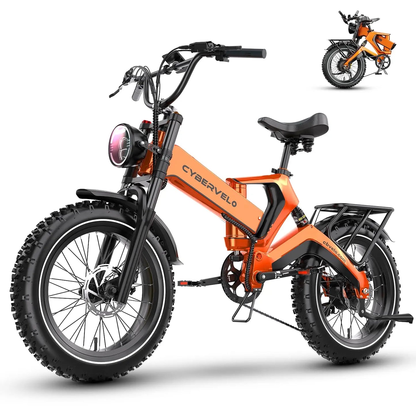 Cybervelo 2000W Fat Tire Foldable Electric Bike With Removable Battery