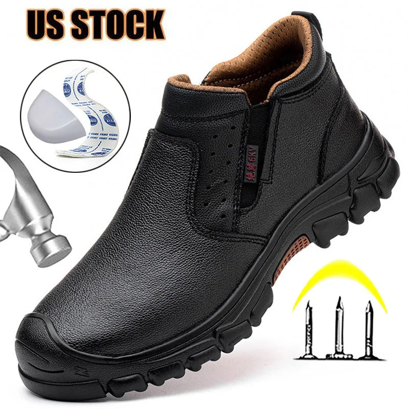 Men's Puncture Resistant Work Boots With Composite Toe Metatarsal Guard