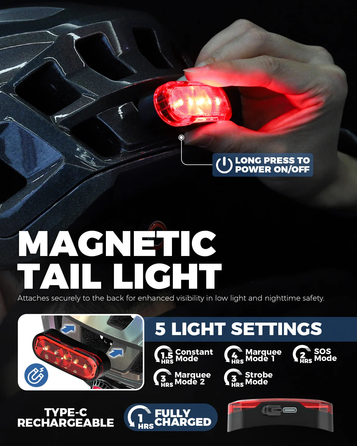 Victgoal Lightweight Cycling Helmet With Magnetic Taillight And Vents