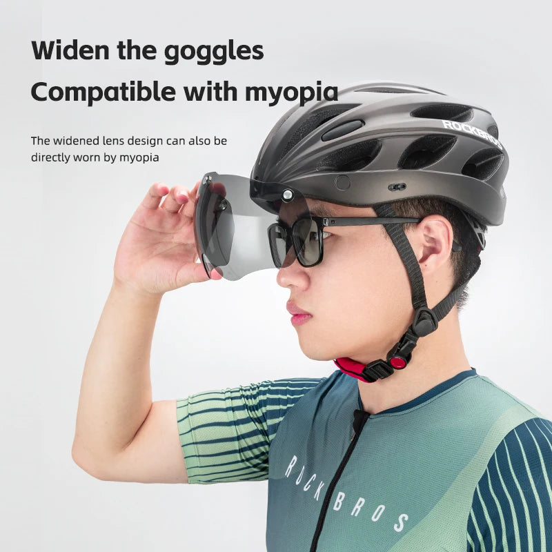 Rockbros Lightweight Cycling Helmet With Protective Goggles And Vents