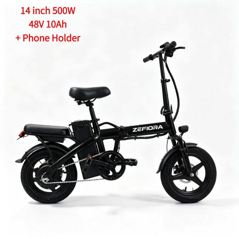 Zefiora Adult Folding Electric Bike Aluminum Alloy Frame Adjustable Seat