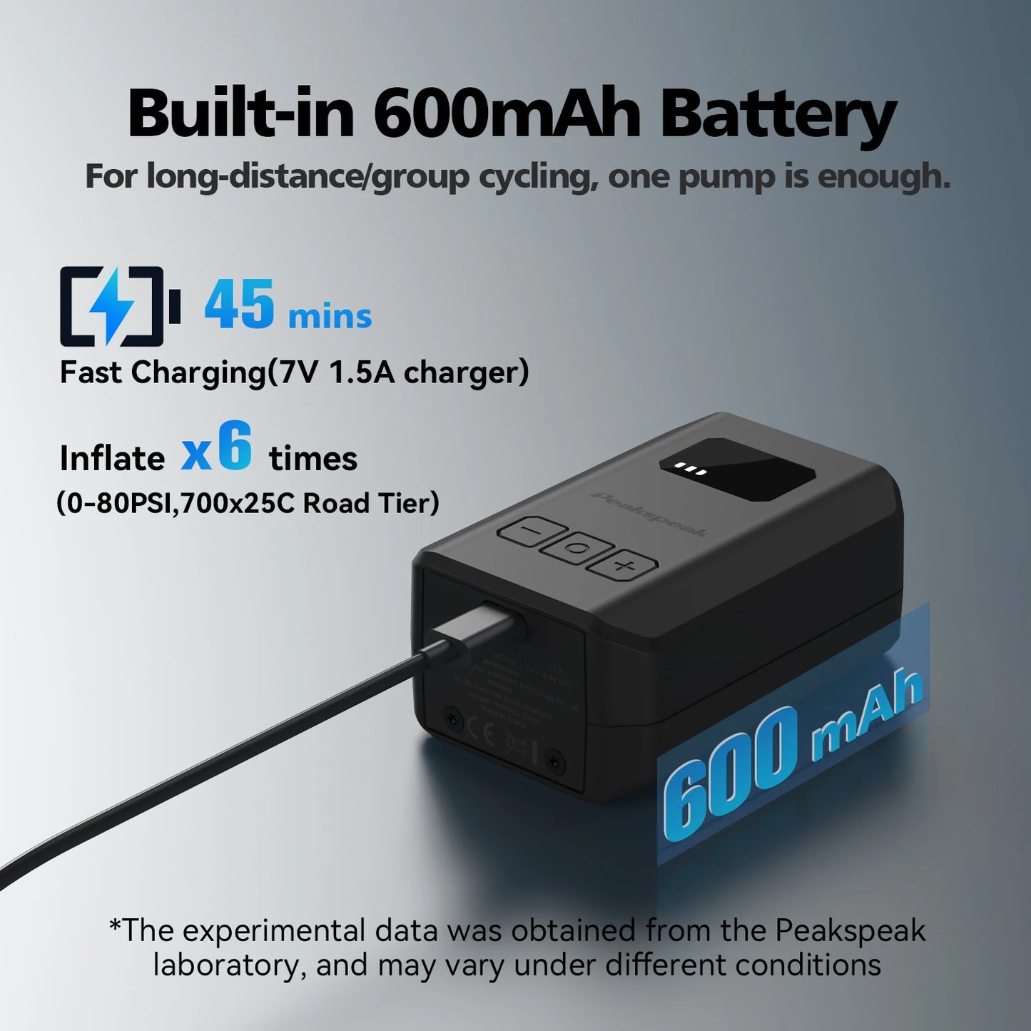 Peakspeak Cordless Electric Bike Pump 120PSI Digital Tire Inflator