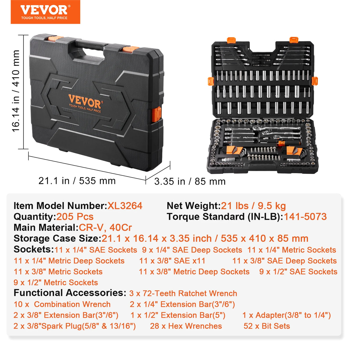 SucceBuy Mechanics Tool Set With Standard And Deep Sockets