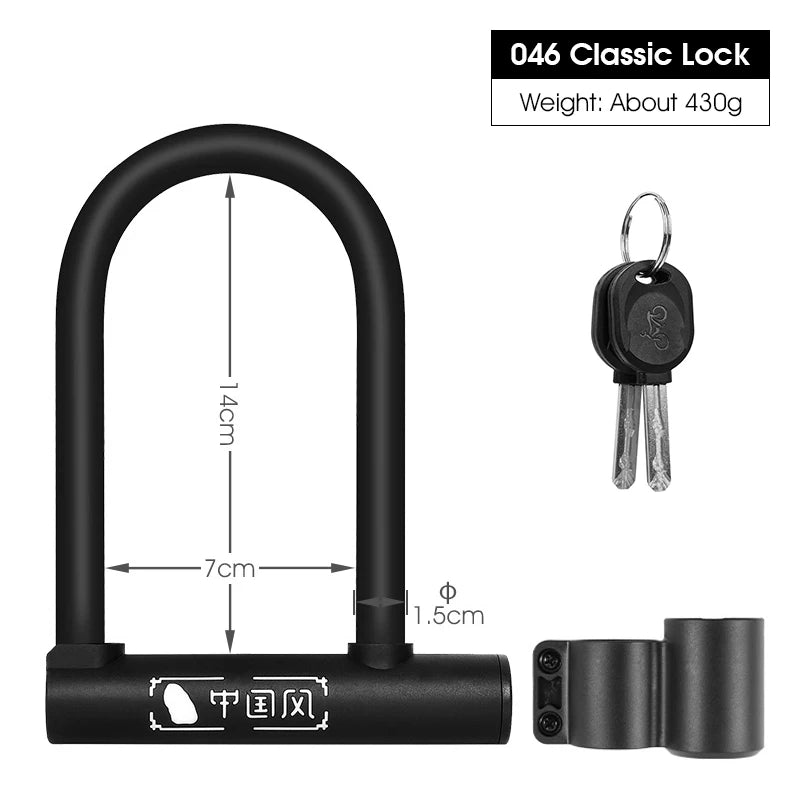 West Biking Portable Steel Bicycle U Lock Anti Theft Security