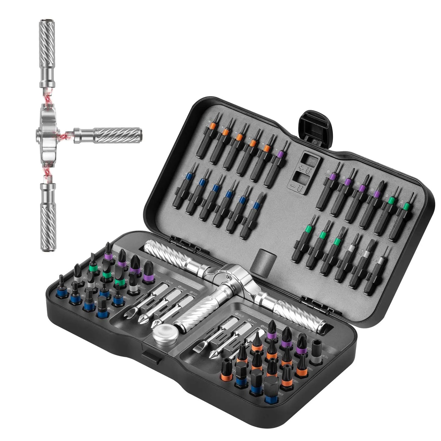 VMAN 66 Piece Ratchet Screwdriver Set With Magnetic Bits