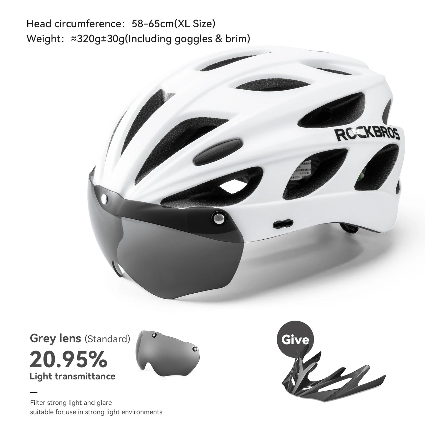 Rockbros Lightweight Cycling Helmet With Protective Goggles And Vents