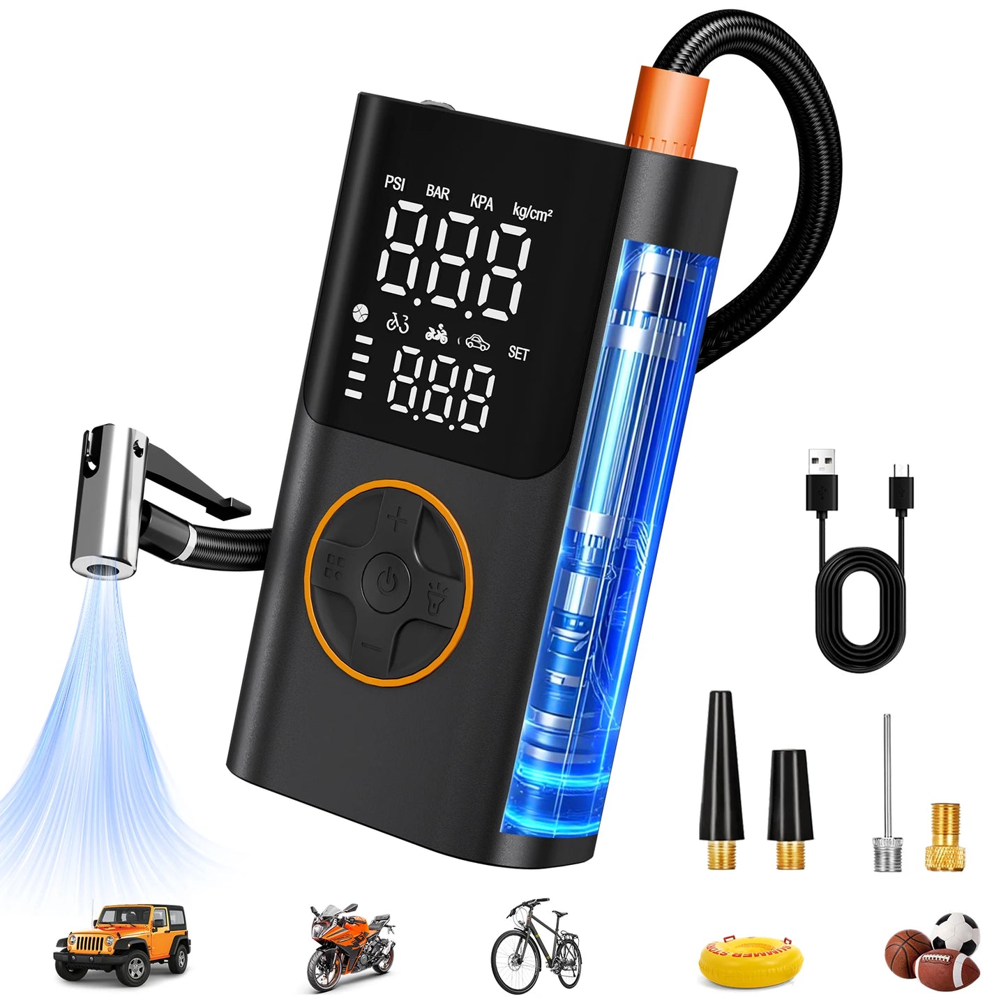 Portable Tire Inflator With Power Bank And LED Display