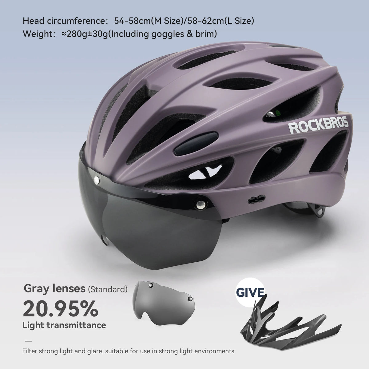 Rockbros Lightweight Cycling Helmet With Protective Goggles And Vents