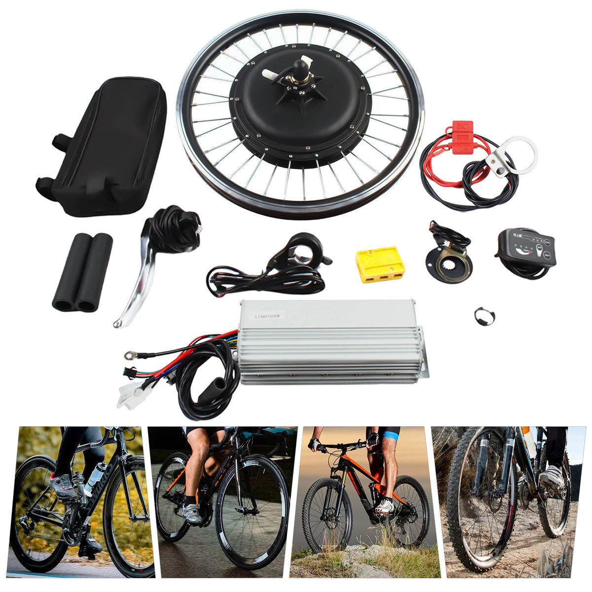 E-Bike Rear Wheel Conversion Kit 48V 1000W With LED Display