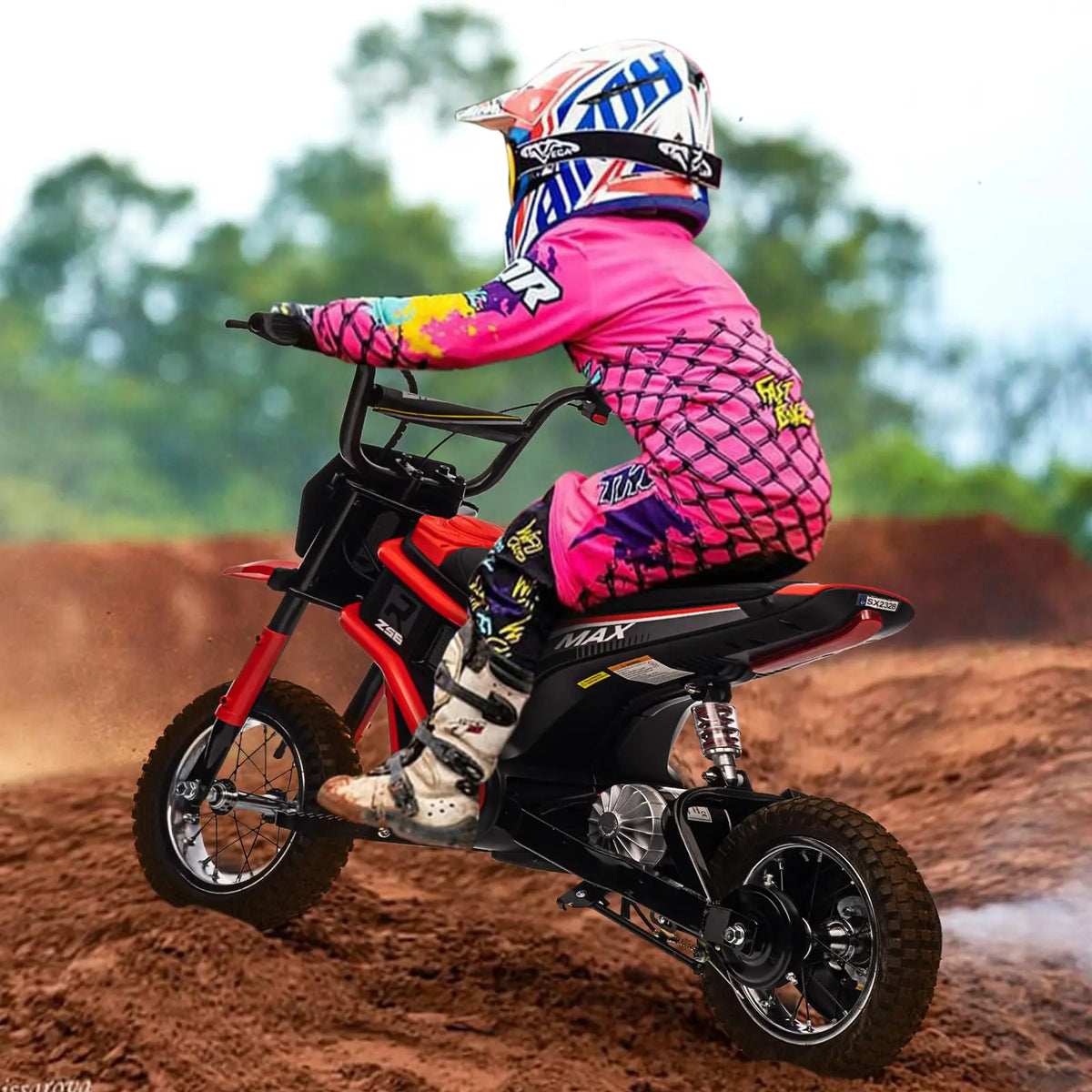 HiMiss Kids Electric Dirt Bike All Terrain Ride On Motorcycle