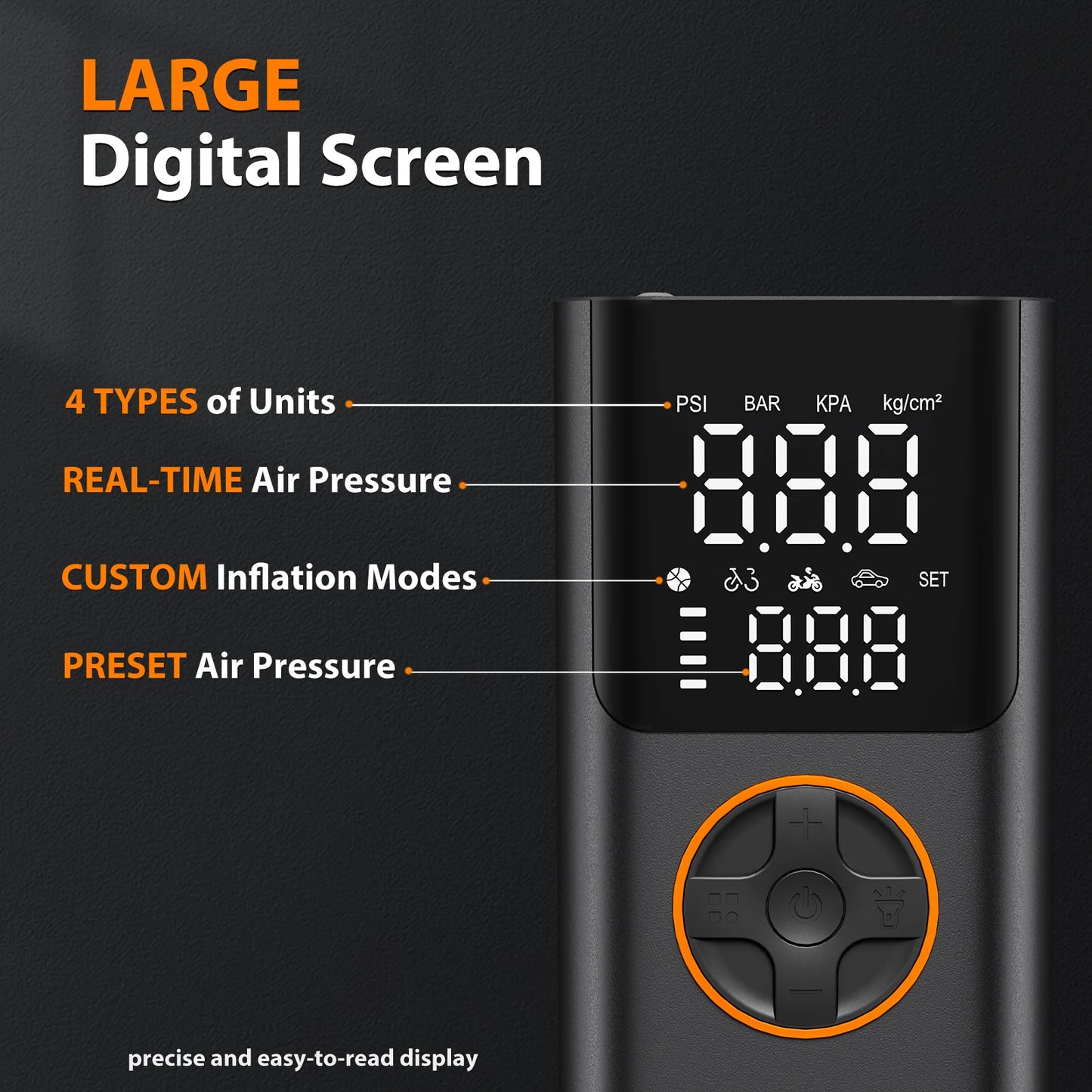 Portable Tire Inflator With Power Bank And LED Display