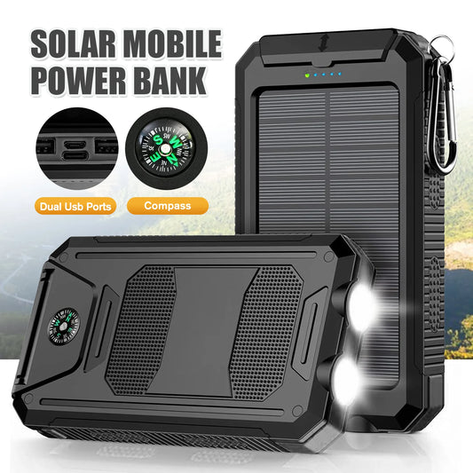 Portable Solar Power Bank With Wireless Charging And Flashlight