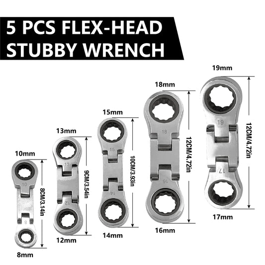 Goswift Carbon Steel Dual Flex Head Ratcheting Wrench Set