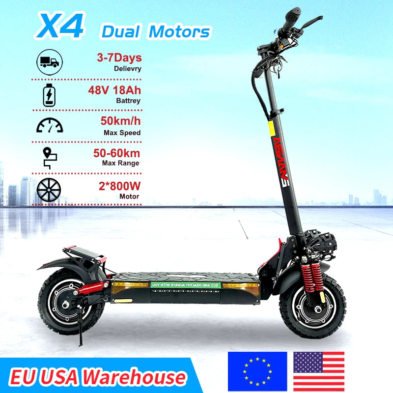 Emanba 1600W Dual Motor Electric Scooter 48V Battery 60Km