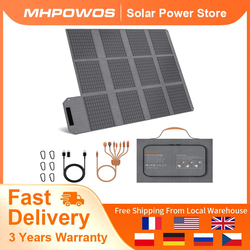 MHPOWOS 120W Foldable Solar Panel With USB C And DC