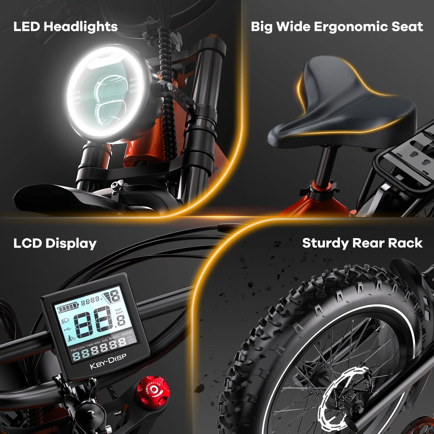 Cybervelo 2000W Fat Tire Foldable Electric Bike With Removable Battery
