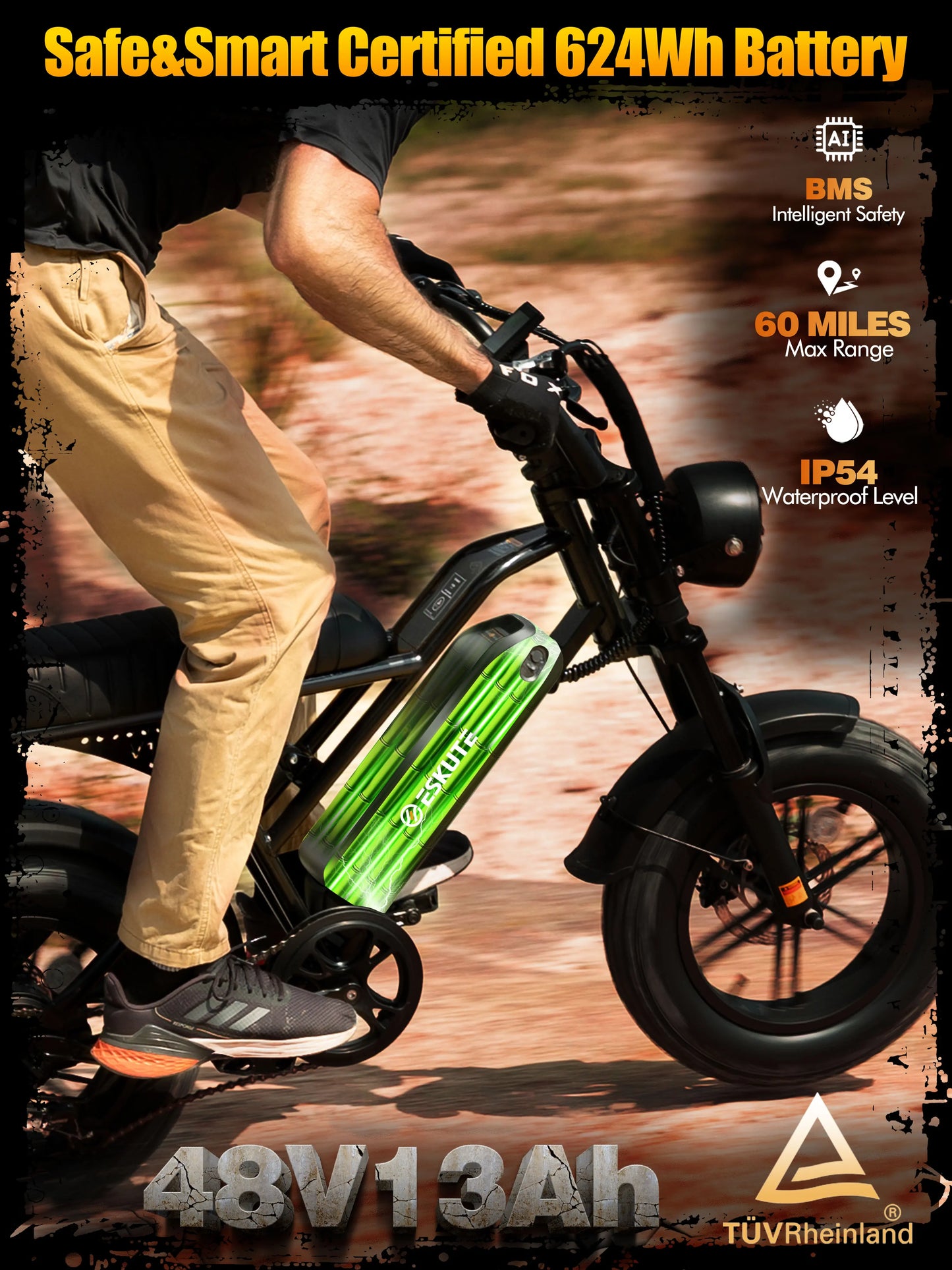 Eskute V100 Electric Dirt Bike 1500W 28Mph Fat Tire