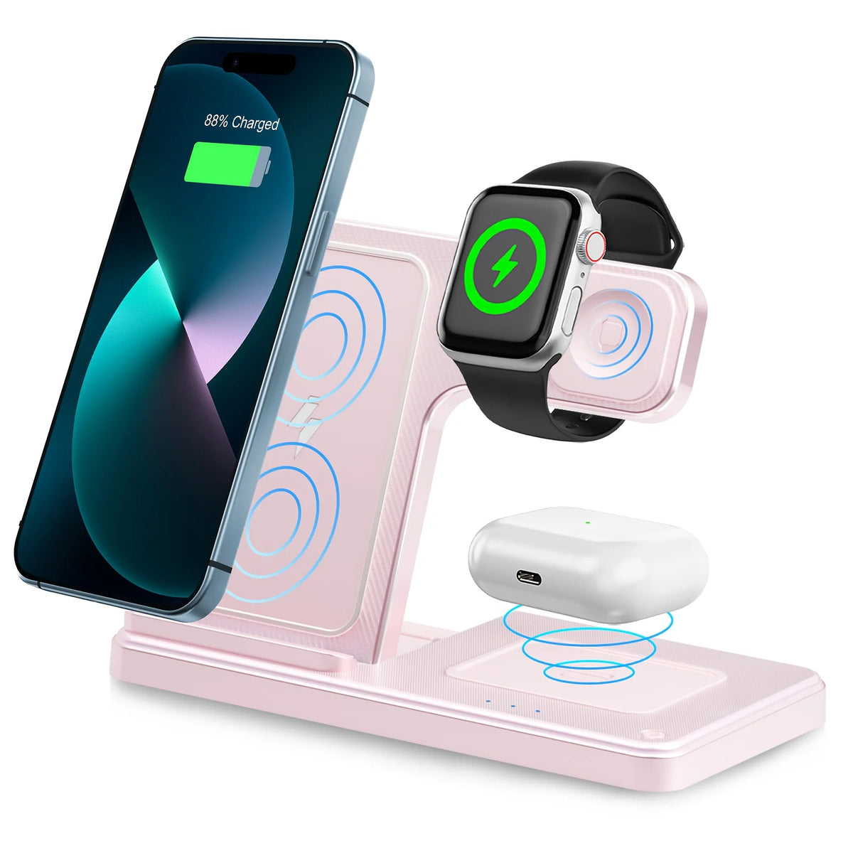 Foldable Magnetic Wireless Charger 18W For IPhone Watch Earbuds