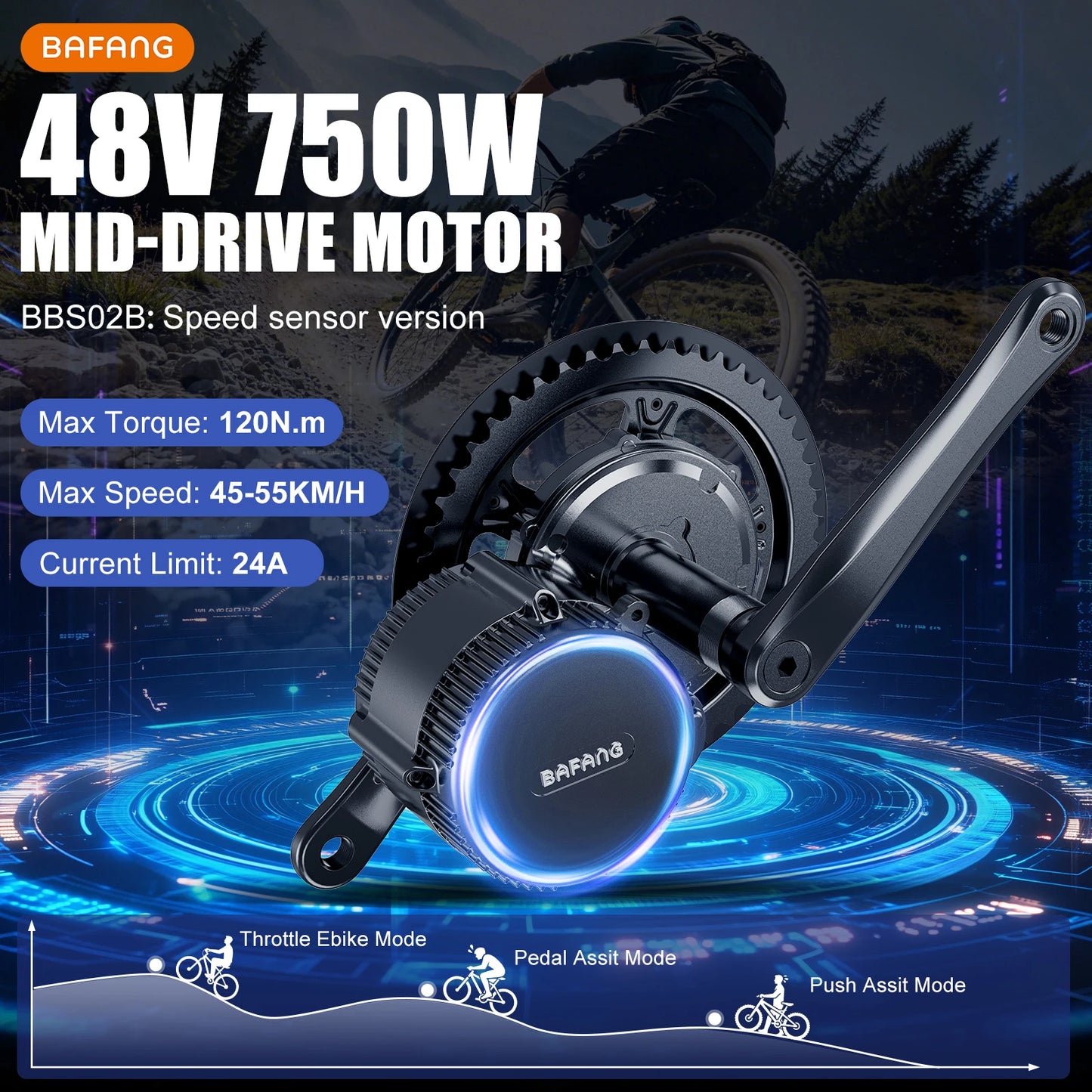 Bafang 750W Mid Drive Motor Kit Electric Bike Conversion System
