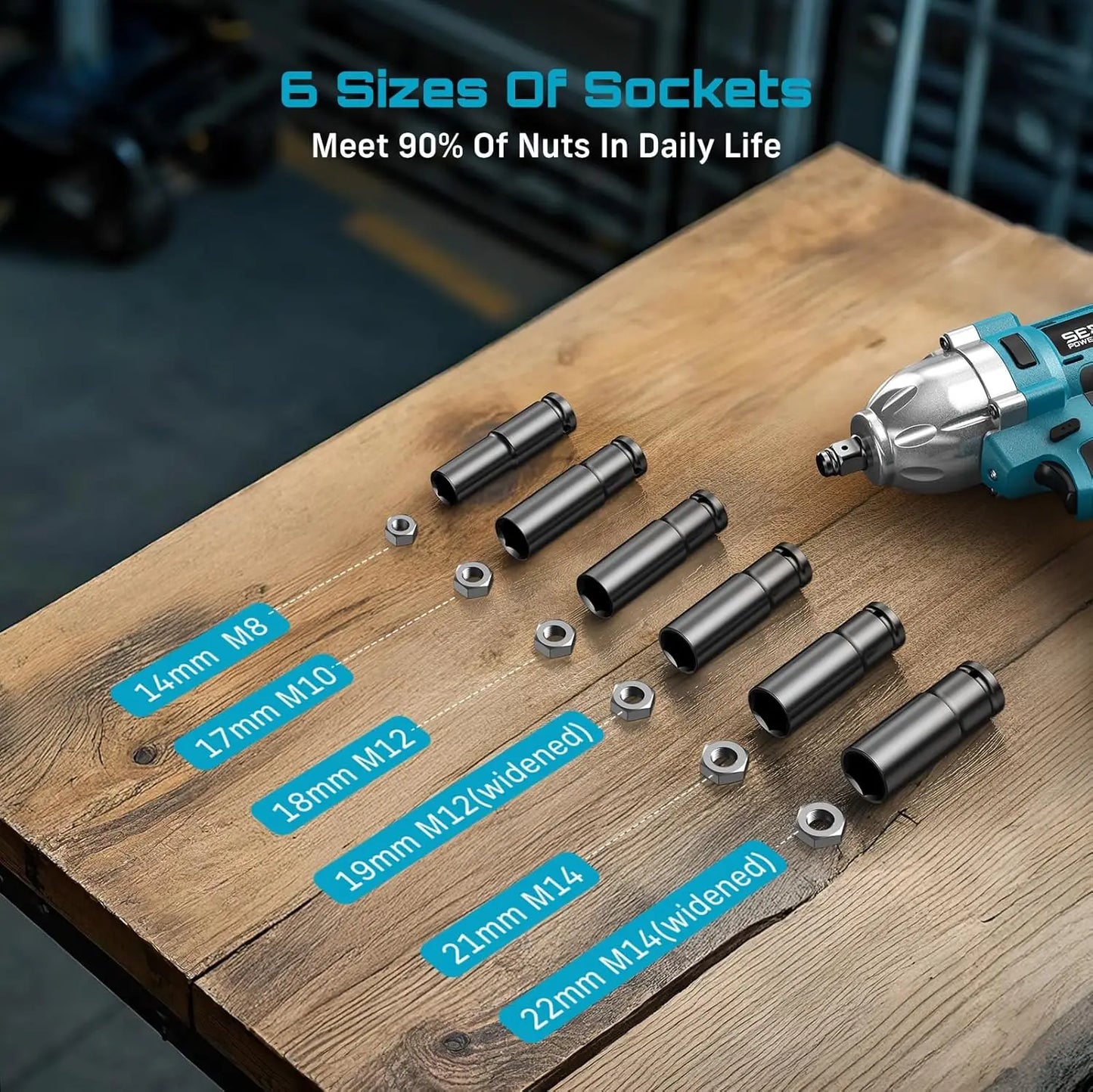 Seesii Cordless Brushless Impact Wrench Kit With Led Light