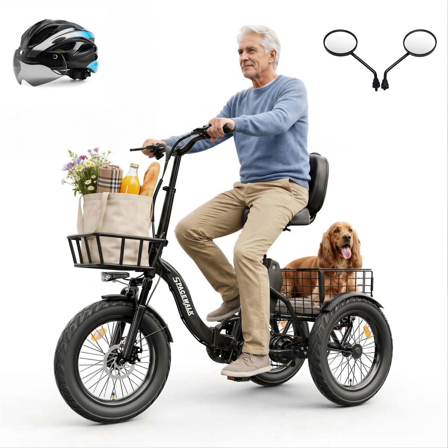 Eilleo Spacewalk 1200W Folding Electric Trike With Fat Tires
