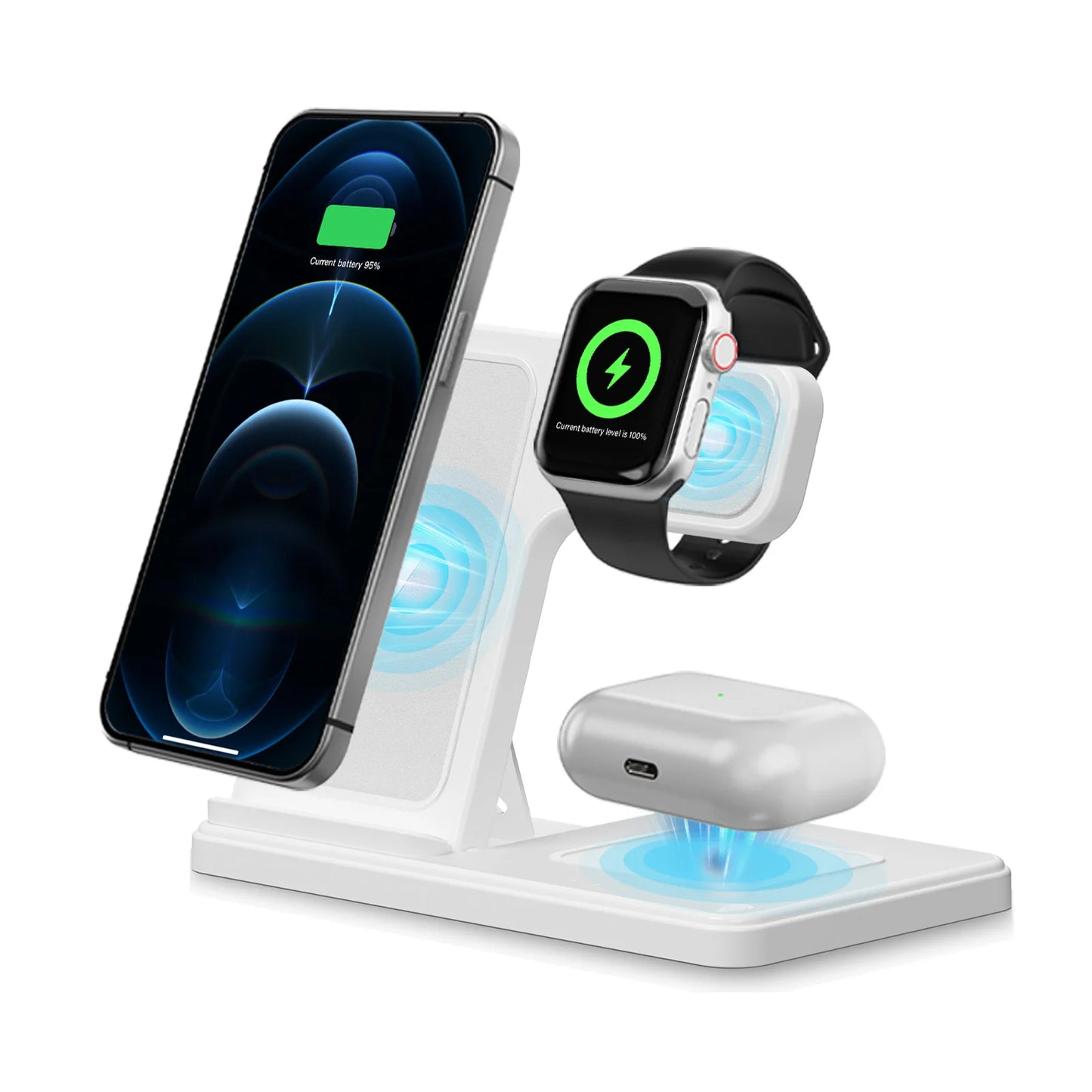 Foldable Magnetic Wireless Charger 18W For IPhone Watch Earbuds