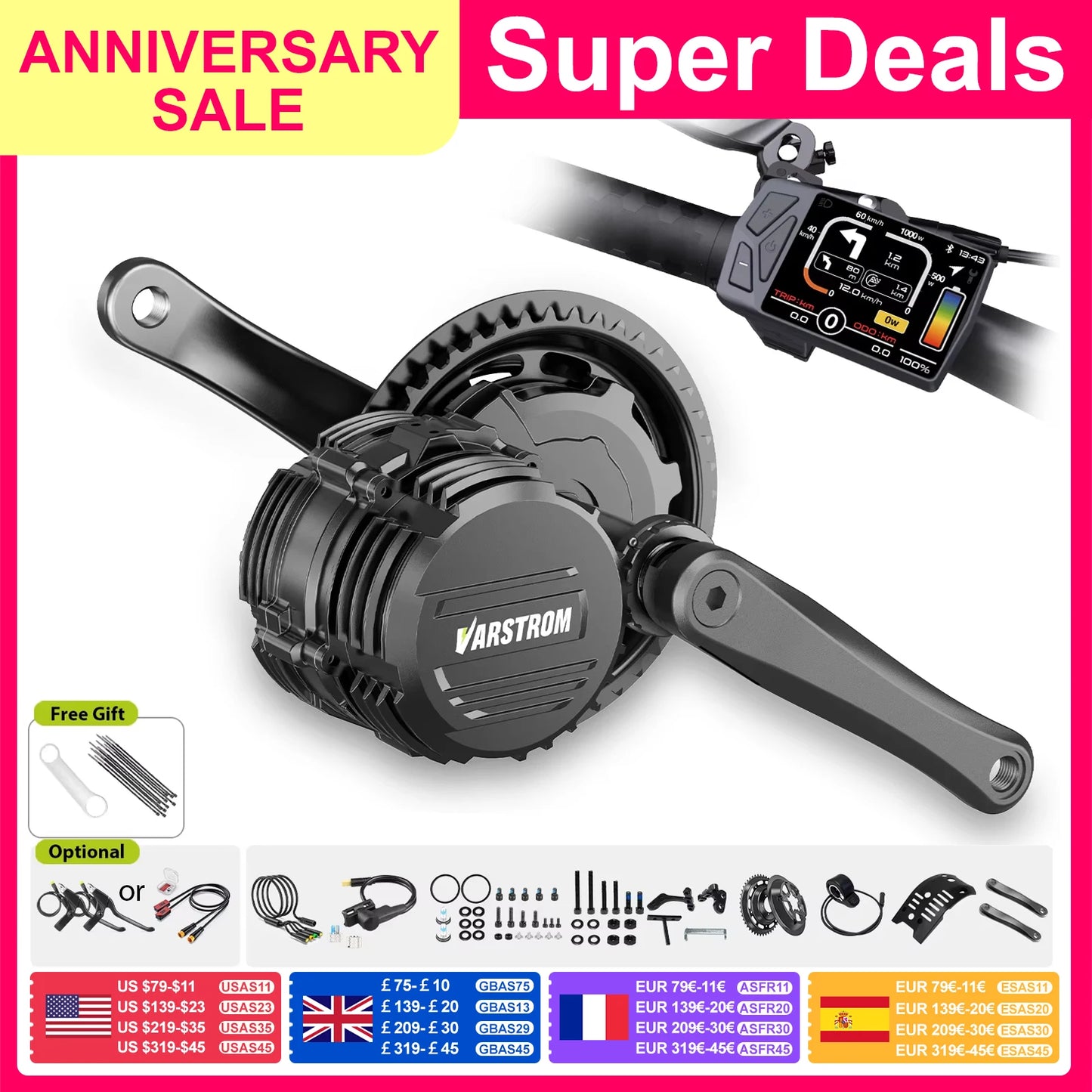 Varstrom Tongsheng Mid Drive Electric Bike Motor Conversion Kit