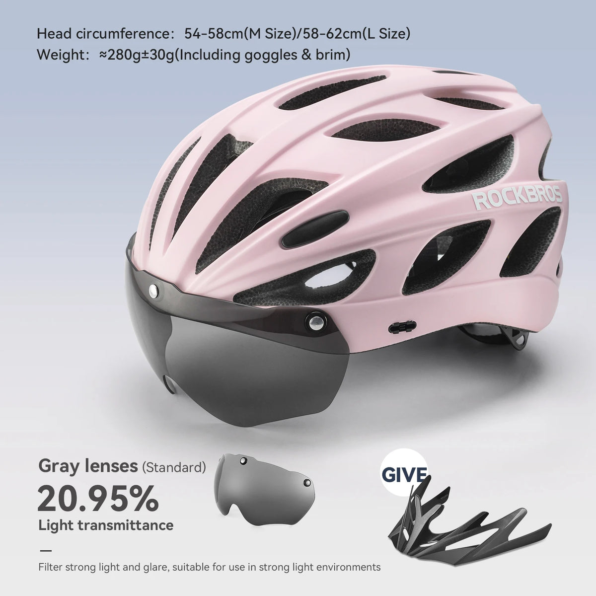 Rockbros Lightweight Cycling Helmet With Protective Goggles And Vents