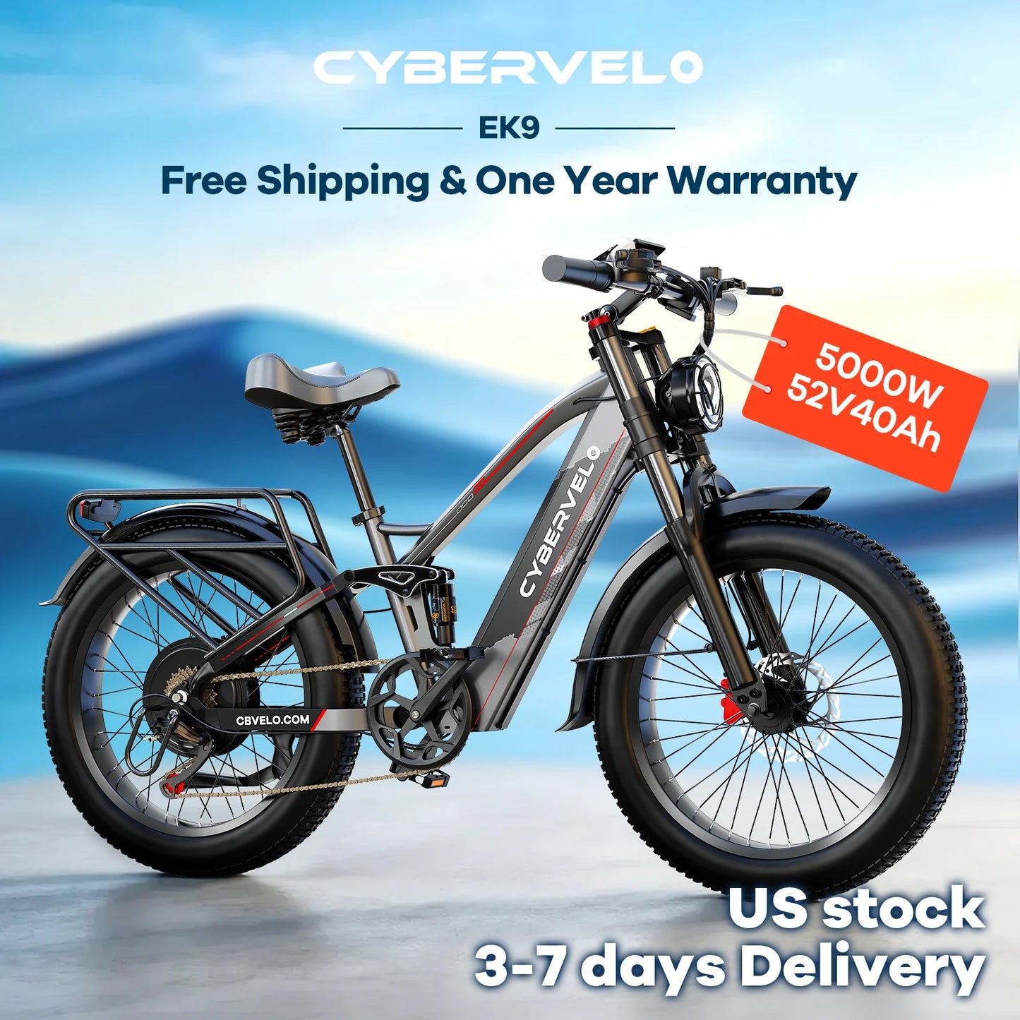 Cybervelo 5000W Fat Tire Electric Bike For All Terrain Commutes