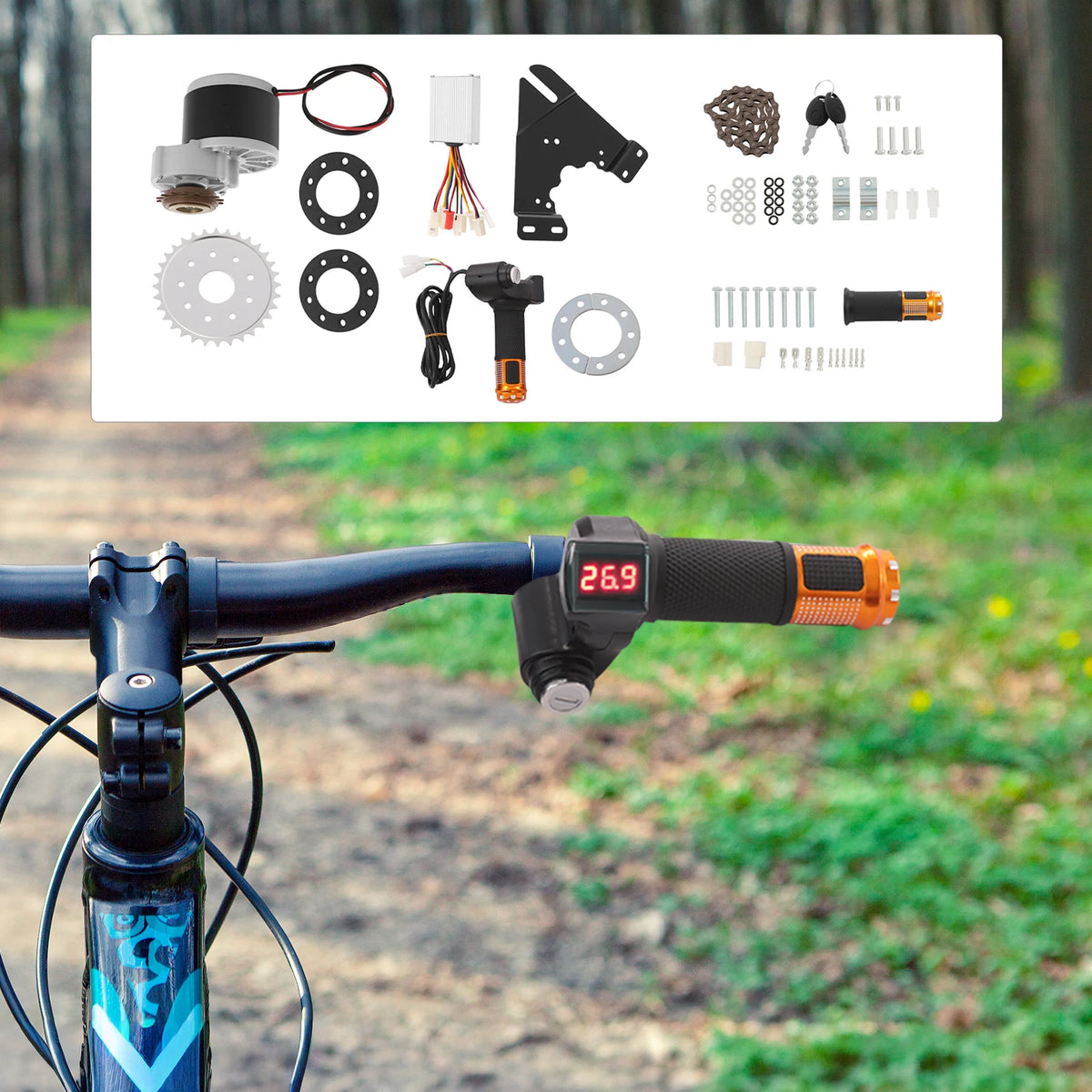 24V 250W Electric Bike Conversion Kit Pure Copper Motor Display