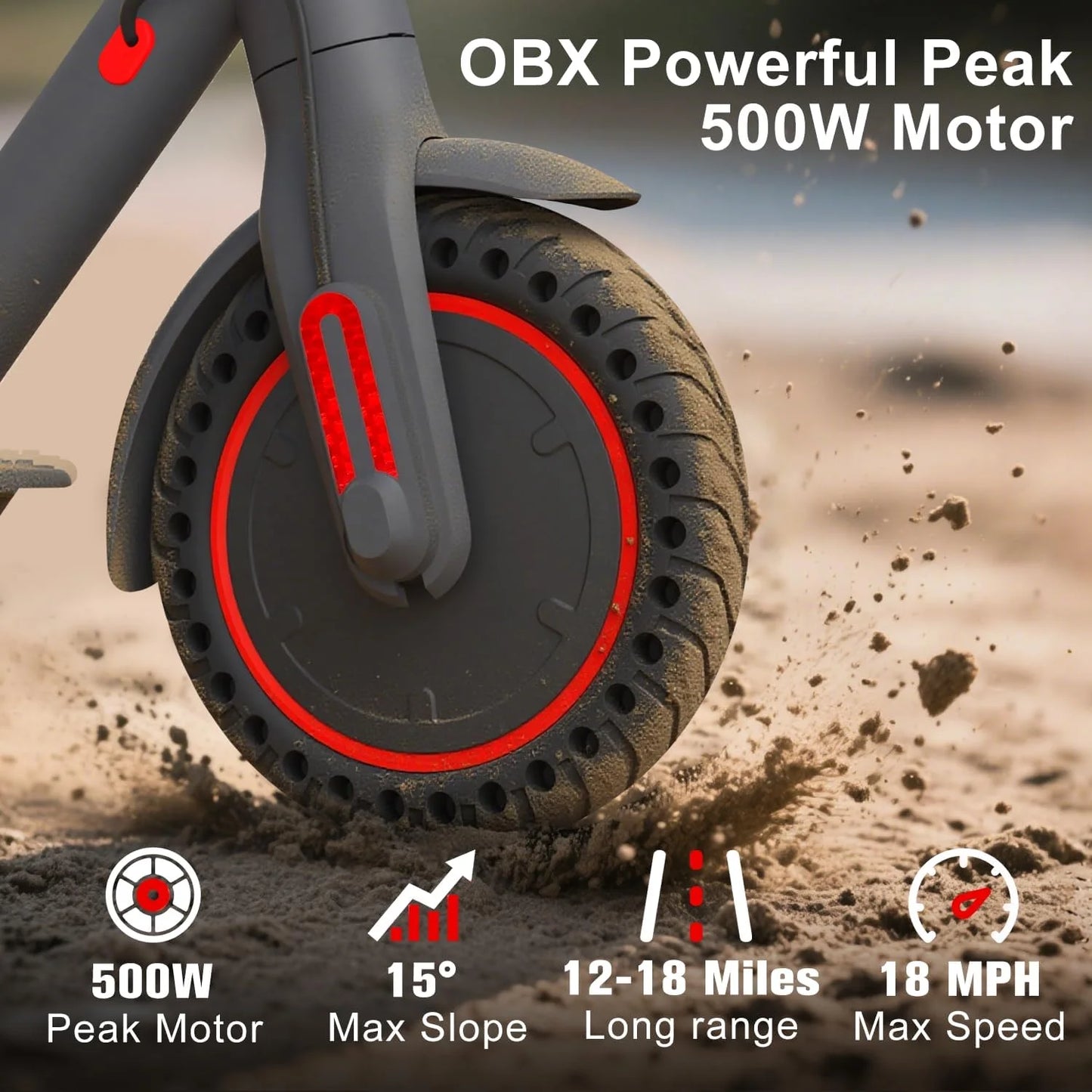 OBX 500W Foldable Electric Scooter With App Control 21 Mile Range