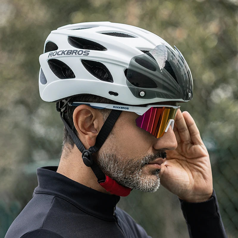 Rockbros Lightweight Cycling Helmet With Protective Goggles And Vents