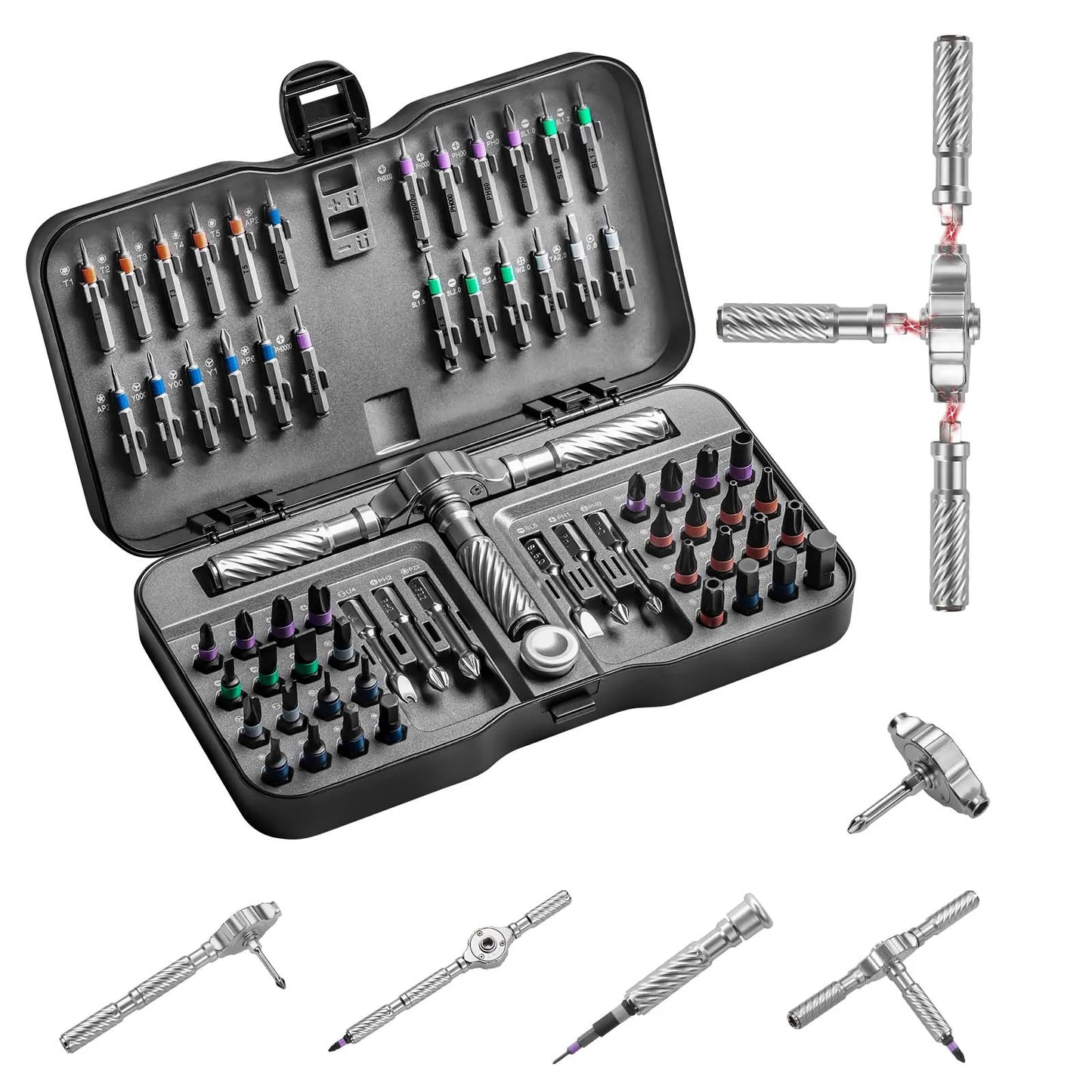 VMAN 66 Piece Ratchet Screwdriver Set With Magnetic Bits