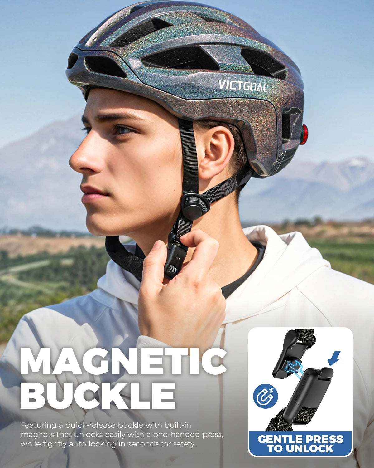 Victgoal Lightweight Cycling Helmet With Magnetic Taillight And Vents