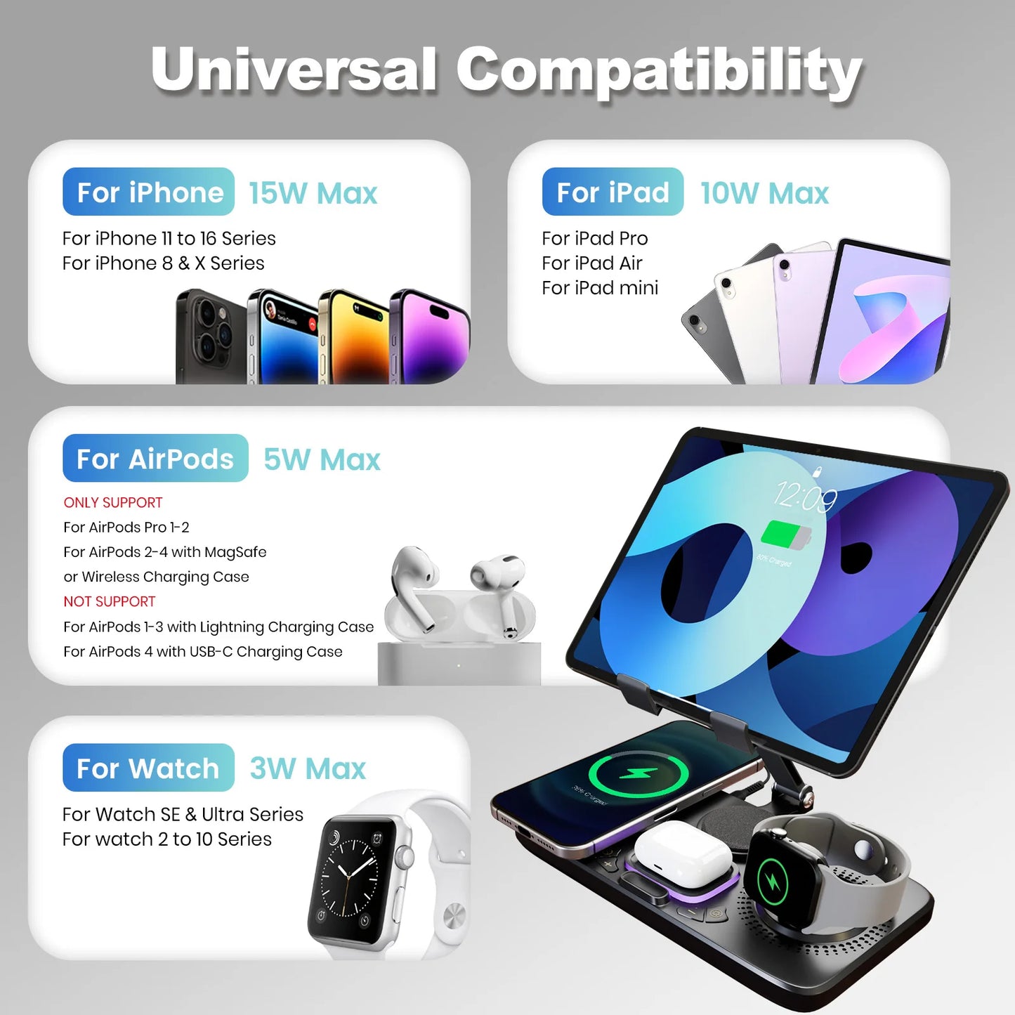 Universal Foldable Wireless Charger Station For All Devices