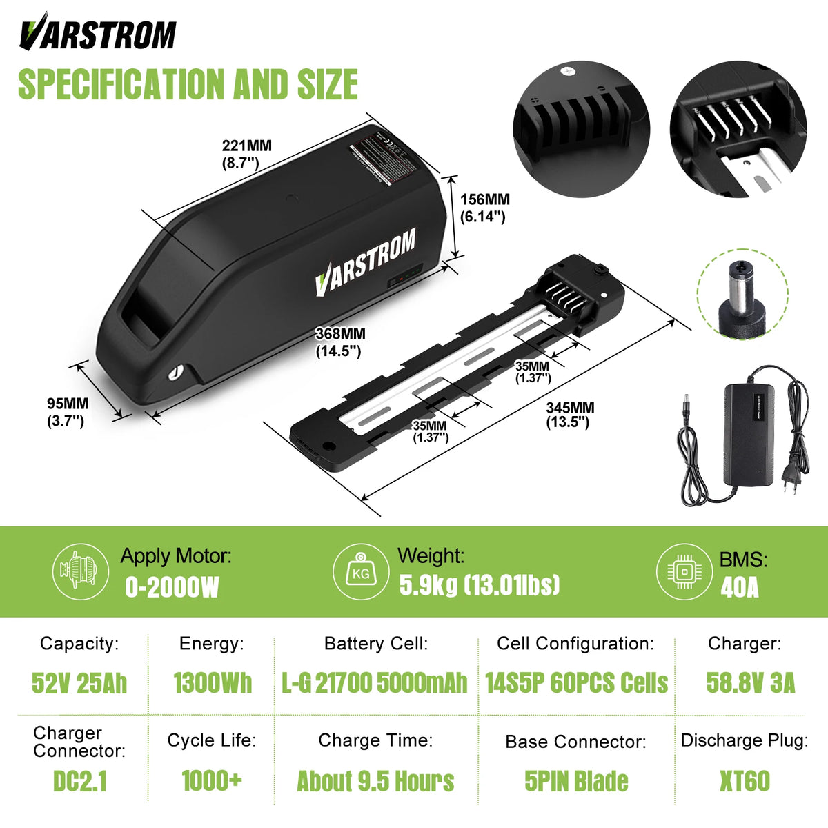 Varstrom Ebike Downtube Lithium Battery For Electric Bikes